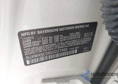 2014 BMW X3 xDrive28I from USA, damaged, VIN 5UXWX9C56E0D27495